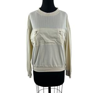 VINTAGE B Altman & Co Ivory Sweater Cotton Herringbone Crew Neck Medium M VTG